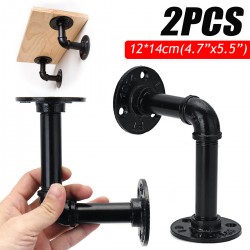 2pcs Vintage Iron Pipe Shelf Bracket Wall Mounted Board Support Holder