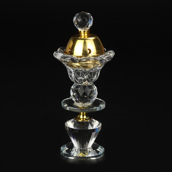 Crystal Incense Burner Plating Metal Polishing Incense Removable Lid Burner Traditional For Home Office Desktop Decorative Crystal Incense Burner Plating Metal Polishing Incense Removable Lid Burner Traditional For Home Office Desktop Decorative