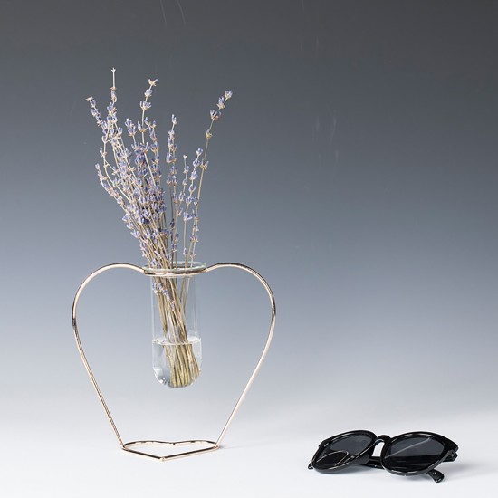 Crystal Glass Iron Test Tube Vase in Wooden Stand Flower Pots Plant Crystal Glass Iron Test Tube Vase in Wooden Stand Flower Pots Plant