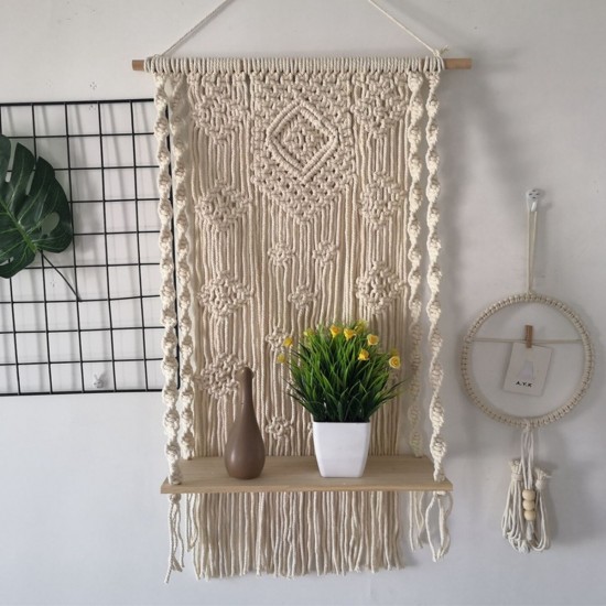 Wall Hanging Rack Macrame Knitted Rope Woven Tassel Wall Hanging Handmade Tapestry Display Stand Home Office Decor Wall Hanging Rack Macrame Knitted Rope Woven Tassel Wall Hanging Handmade Tapestry Display Stand Home Office Decor