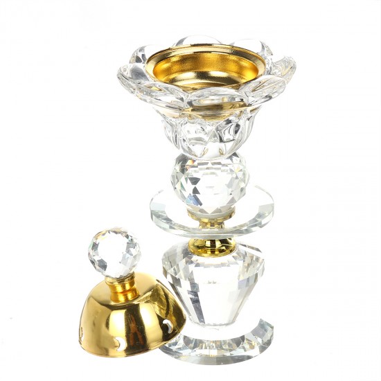 Crystal Incense Burner Plating Metal Polishing Incense Removable Lid Burner Traditional For Home Office Desktop Decorative Crystal Incense Burner Plating Metal Polishing Incense Removable Lid Burner Traditional For Home Office Desktop Decorative