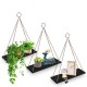 AGSIVO 2 3PCS Wooden Wall Mounted Rope Floating Storage Shelf Kitchen Rack Hanging Shelves Holder AGSIVO 2 3PCS Wooden Wall Mounted Rope Floating Storage Shelf Kitchen Rack Hanging Shelves Holder