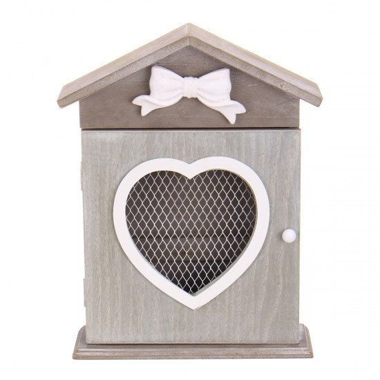 House Heart Shaped Key Box European Style Retro Wood Wall Hanging Key Storage Cabinet Wall Mounted with Hooks House Heart Shaped Key Box European Style Retro Wood Wall Hanging Key Storage Cabinet Wall Mounted with Hooks