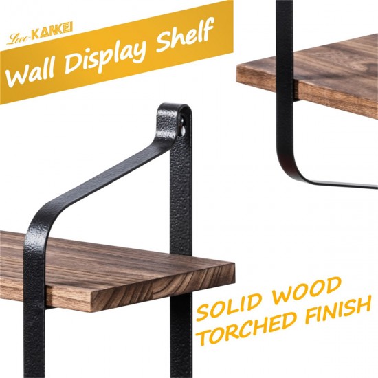 2 Tier Wooden Wall Mounted Floating Shelves DIY Storage Shelving Display Bracket 2 Tier Wooden Wall Mounted Floating Shelves DIY Storage Shelving Display Bracket