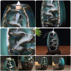 JETEVEN Backaflow Incense Burner Backflow Waterfall Smoke Incense Burner Home Decor Incense Holder