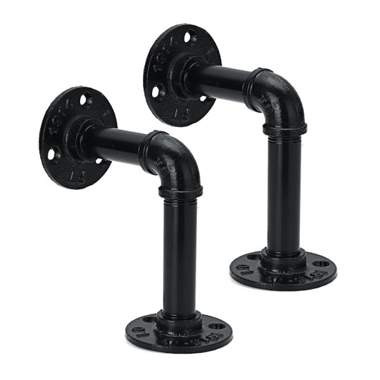 2pcs Vintage Iron Pipe Shelf Bracket Wall Mounted Board Support Holder 2pcs Vintage Iron Pipe Shelf Bracket Wall Mounted Board Support Holder