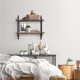2 Tier Wooden Wall Mounted Floating Shelves DIY Storage Shelving Display Bracket 2 Tier Wooden Wall Mounted Floating Shelves DIY Storage Shelving Display Bracket