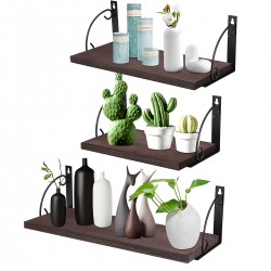 3  Tier Wooden Wall Mounted Floating Shelves DIY Storage Shelving Display Bracket