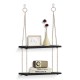 AGSIVO 2 3PCS Wooden Wall Mounted Rope Floating Storage Shelf Kitchen Rack Hanging Shelves Holder AGSIVO 2 3PCS Wooden Wall Mounted Rope Floating Storage Shelf Kitchen Rack Hanging Shelves Holder