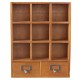 Retro Wooden Storage Cabinet Wall Hanging Storage Shelf with 9 Grid 2 Drawing for Home Office Retro Wooden Storage Cabinet Wall Hanging Storage Shelf with 9 Grid 2 Drawing for Home Office