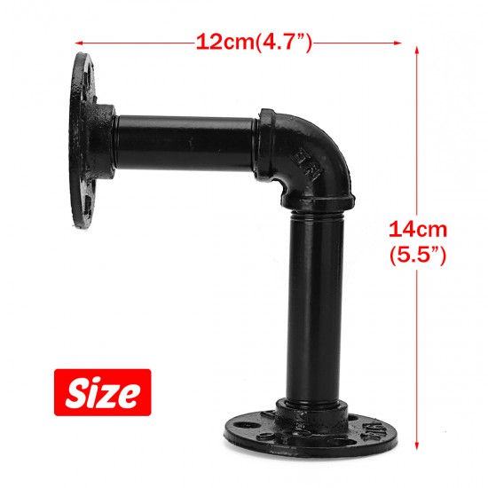 2pcs Vintage Iron Pipe Shelf Bracket Wall Mounted Board Support Holder 2pcs Vintage Iron Pipe Shelf Bracket Wall Mounted Board Support Holder