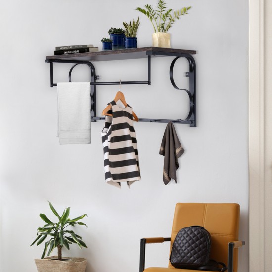 Wall mounted Hook Rack Industrial Wall mounted Shelf Rack with Hanging Rail Living Room Kitchen Bedroom Wall mounted Hook Rack Industrial Wall mounted Shelf Rack with Hanging Rail Living Room Kitchen Bedroom