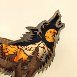 Halloween Creative Decoration Wolf Totem Wooden Decoration for Home Office