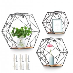 Hexagon Wall Mounted Shelf Nordic Storage Rack Bookshelf Decorations Display Stand Organizer for Home Office Furniture Decor