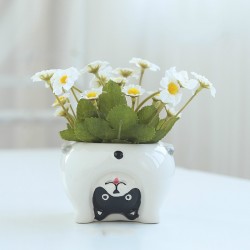 Ceramic Super Cute Small Animal Pot Artificial Flower Fake Flower Pot Decoration  Puppy