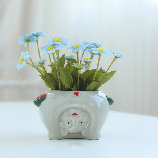 Ceramic Super Cute Small Animal Pot Artificial Flower Fake Flower Pot Decoration Elephant Ceramic Super Cute Small Animal Pot Artificial Flower Fake Flower Pot Decoration Elephant