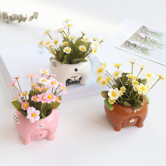 Ceramic Super Cute Small Animal Pot Artificial Flower Fake Flower Pot Decoration Elephant Ceramic Super Cute Small Animal Pot Artificial Flower Fake Flower Pot Decoration Elephant