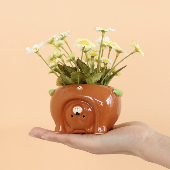 Ceramic Super Cute Small Animal Pot Artificial Flower Fake Flower Pot Decoration Bear Ceramic Super Cute Small Animal Pot Artificial Flower Fake Flower Pot Decoration Bear