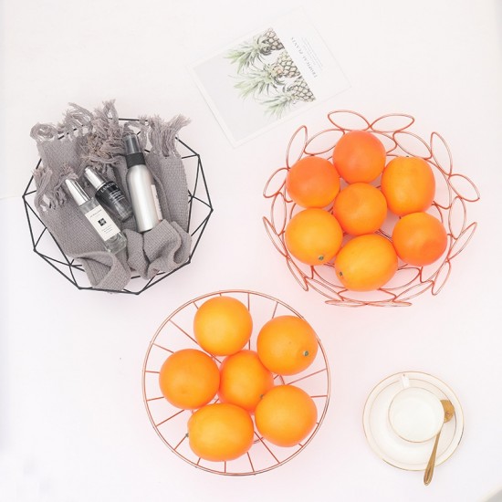 Nordic Wrought Iron Fruit Storage Basket Creative Home Living Room Desktop Fruit Tray Color Rose Gold Wine Glass Style Nordic Wrought Iron Fruit Storage Basket Creative Home Living Room Desktop Fruit Tray Color Rose Gold Wine Glass Style
