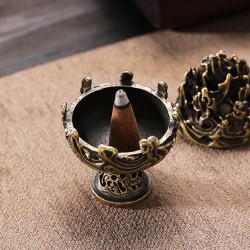 Vintage Indoor Incense Burner Copper Alloy Incense Burner Ornament  Large Bronze Color