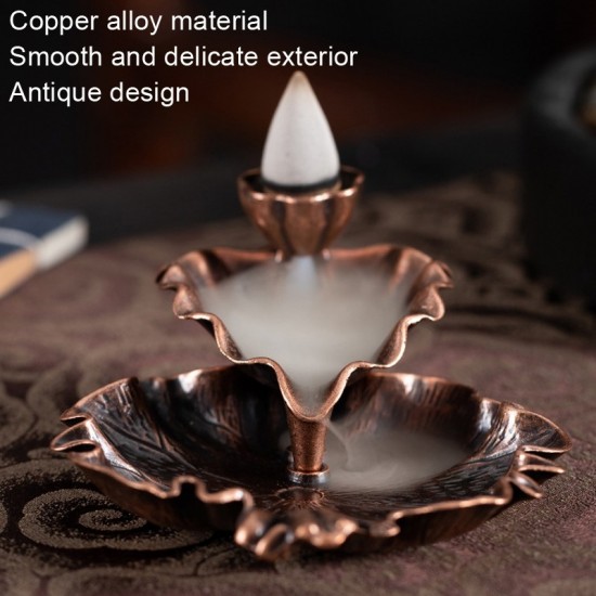 Alloy Lotus Leaf Inverted Incense Burner Antique Indoor Incense Burner Bronze Color Alloy Lotus Leaf Inverted Incense Burner Antique Indoor Incense Burner Bronze Color