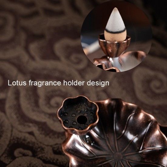 Alloy Lotus Leaf Inverted Incense Burner Antique Indoor Incense Burner Bronze Color Alloy Lotus Leaf Inverted Incense Burner Antique Indoor Incense Burner Bronze Color