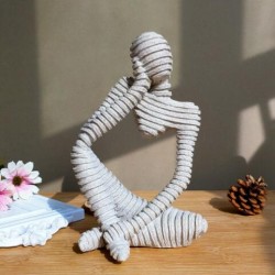 2 PCS Creative Home Ornament Drawing Room Office Sandstone Decor Gift Sculpture  Left Think