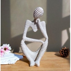 2 PCS Creative Home Ornament Drawing Room Office Sandstone Decor Gift Sculpture  Right Think
