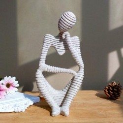 2 PCS Creative Home Ornament Drawing Room Office Sandstone Decor Gift Sculpture  Right Think