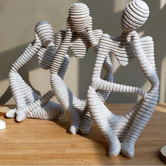 2 PCS Creative Home Ornament Drawing Room Office Sandstone Decor Gift Sculpture Right Think 2 PCS Creative Home Ornament Drawing Room Office Sandstone Decor Gift Sculpture Right Think