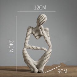 2 PCS Creative Home Ornament Drawing Room Office Sandstone Decor Gift Sculpture  Right Think