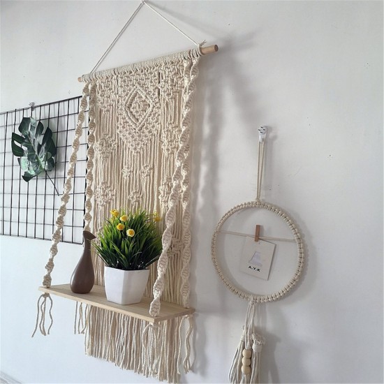 Wall Hanging Rack Macrame Knitted Rope Woven Tassel Wall Hanging Handmade Tapestry Display Stand Home Office Decor Wall Hanging Rack Macrame Knitted Rope Woven Tassel Wall Hanging Handmade Tapestry Display Stand Home Office Decor