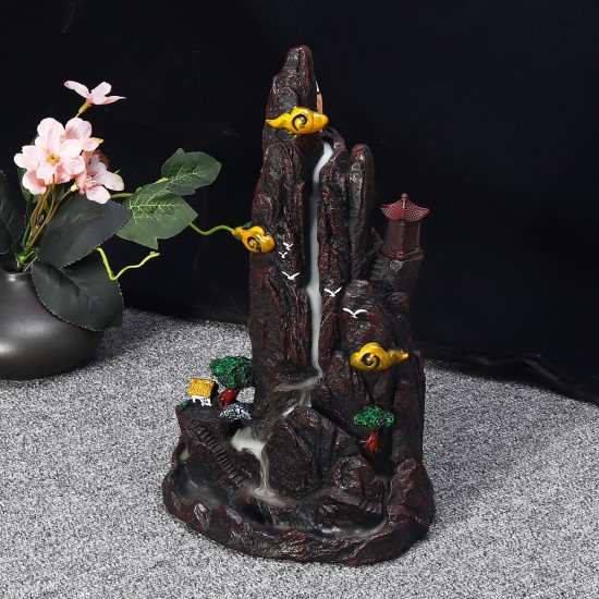 Black Waterfall Incense Burner Porcelain Backflow Ceramic Cone Incense Burner Holder with 60 Cones Black Waterfall Incense Burner Porcelain Backflow Ceramic Cone Incense Burner Holder with 60 Cones