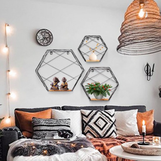 Hexagon Wall Mounted Shelf Nordic Storage Rack Bookshelf Decorations Display Stand Organizer for Home Office Furniture Decor Hexagon Wall Mounted Shelf Nordic Storage Rack Bookshelf Decorations Display Stand Organizer for Home Office Furniture Decor