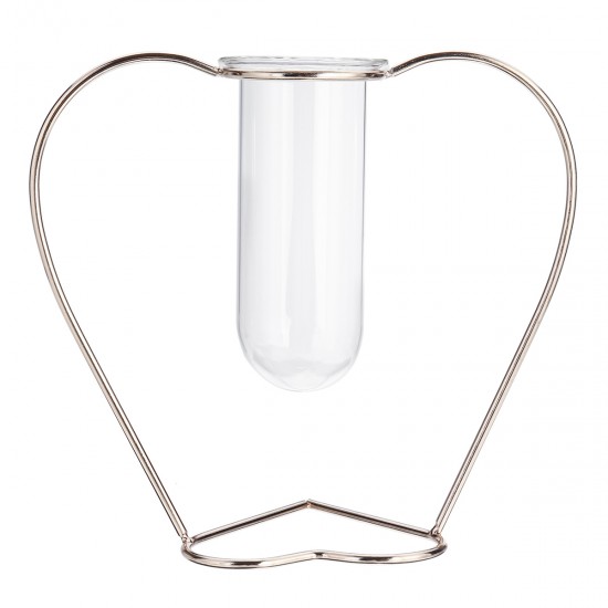 Crystal Glass Iron Test Tube Vase in Wooden Stand Flower Pots Plant Crystal Glass Iron Test Tube Vase in Wooden Stand Flower Pots Plant