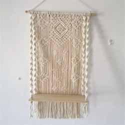 Wall Hanging Rack Macrame Knitted Rope Woven Tassel Wall Hanging Handmade Tapestry Display Stand Home Office Decor