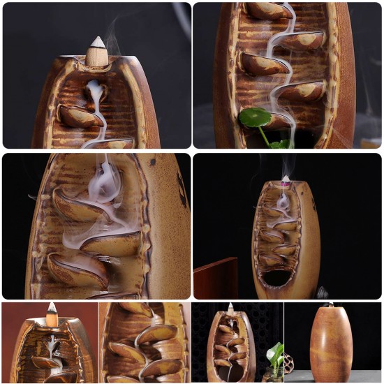 JETEVEN Backaflow Incense Burner Backflow Waterfall Smoke Incense Burner Home Decor Incense Holder JETEVEN Backaflow Incense Burner Backflow Waterfall Smoke Incense Burner Home Decor Incense Holder